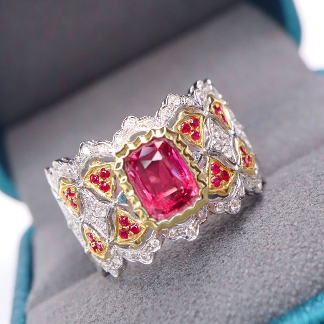 14k Gold 1.42 Ctw Natural Spinel & Diamond Ring - 3