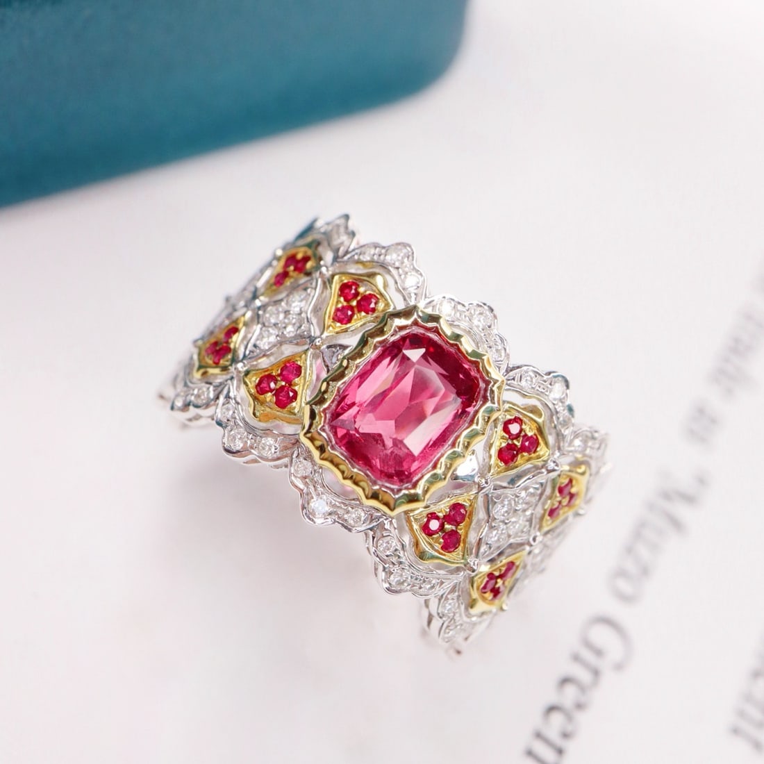 14k Gold 1.42 Ctw Natural Spinel & Diamond Ring - 4