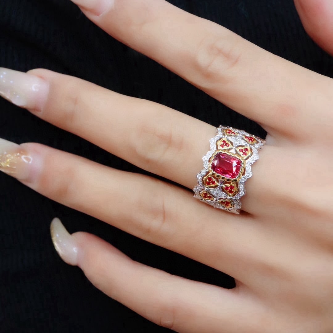14k Gold 1.42 Ctw Natural Spinel & Diamond Ring - 5