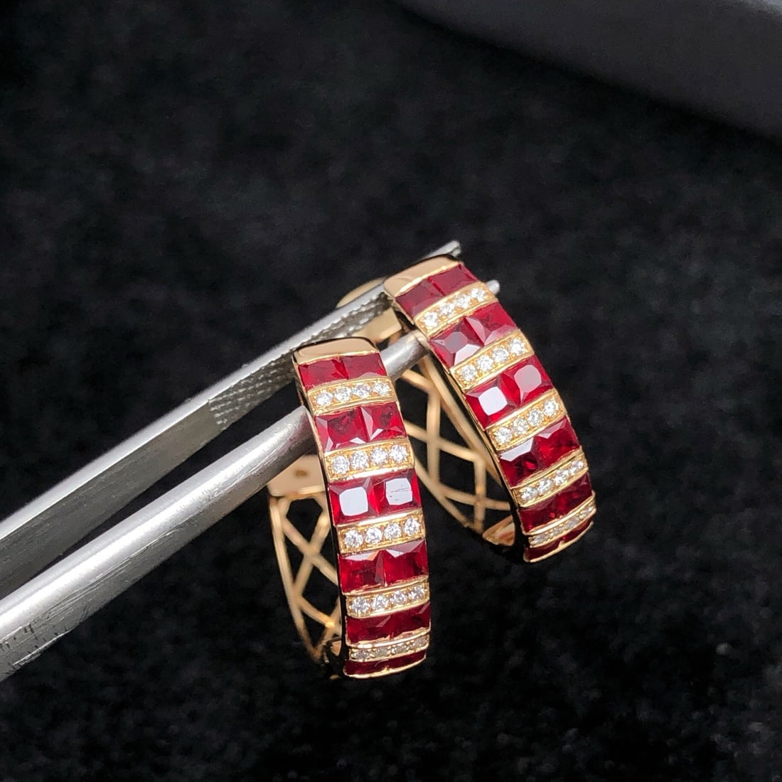 14k Gold 2.47 Ctw Natural Ruby & Diamond Earrings - 2