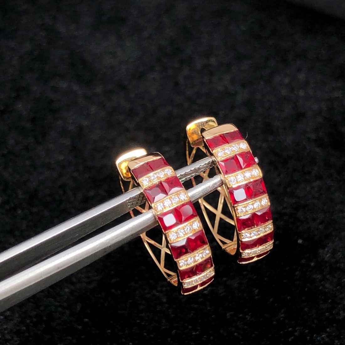 14k Gold 2.47 Ctw Natural Ruby & Diamond Earrings - 3