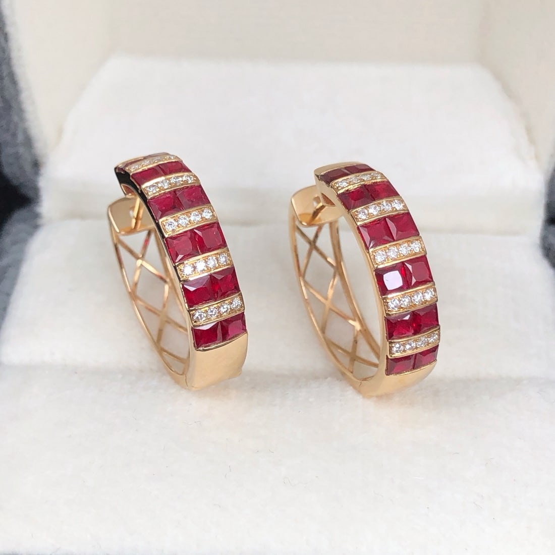 14k Gold 2.47 Ctw Natural Ruby & Diamond Earrings - 4