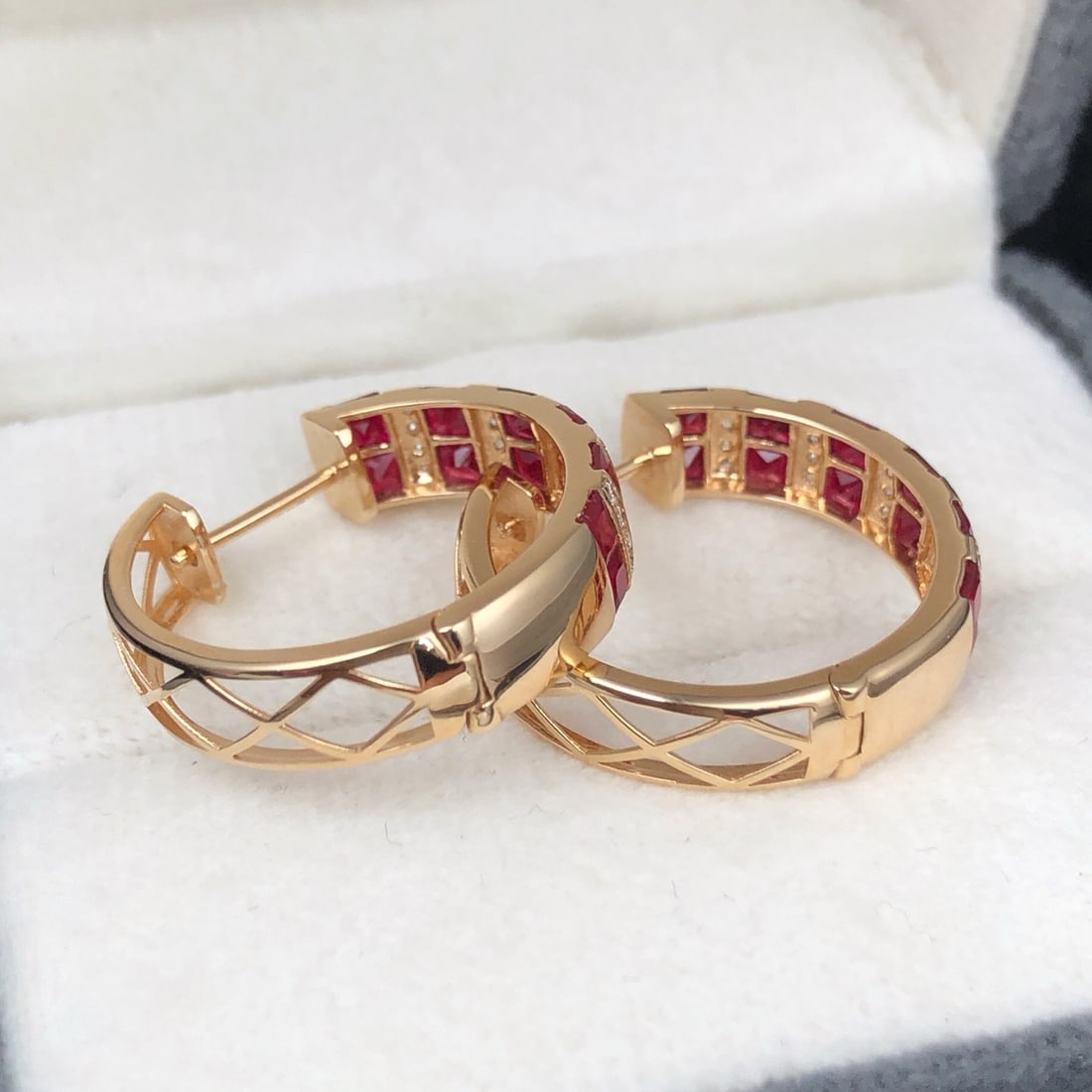 14k Gold 2.47 Ctw Natural Ruby & Diamond Earrings - 5