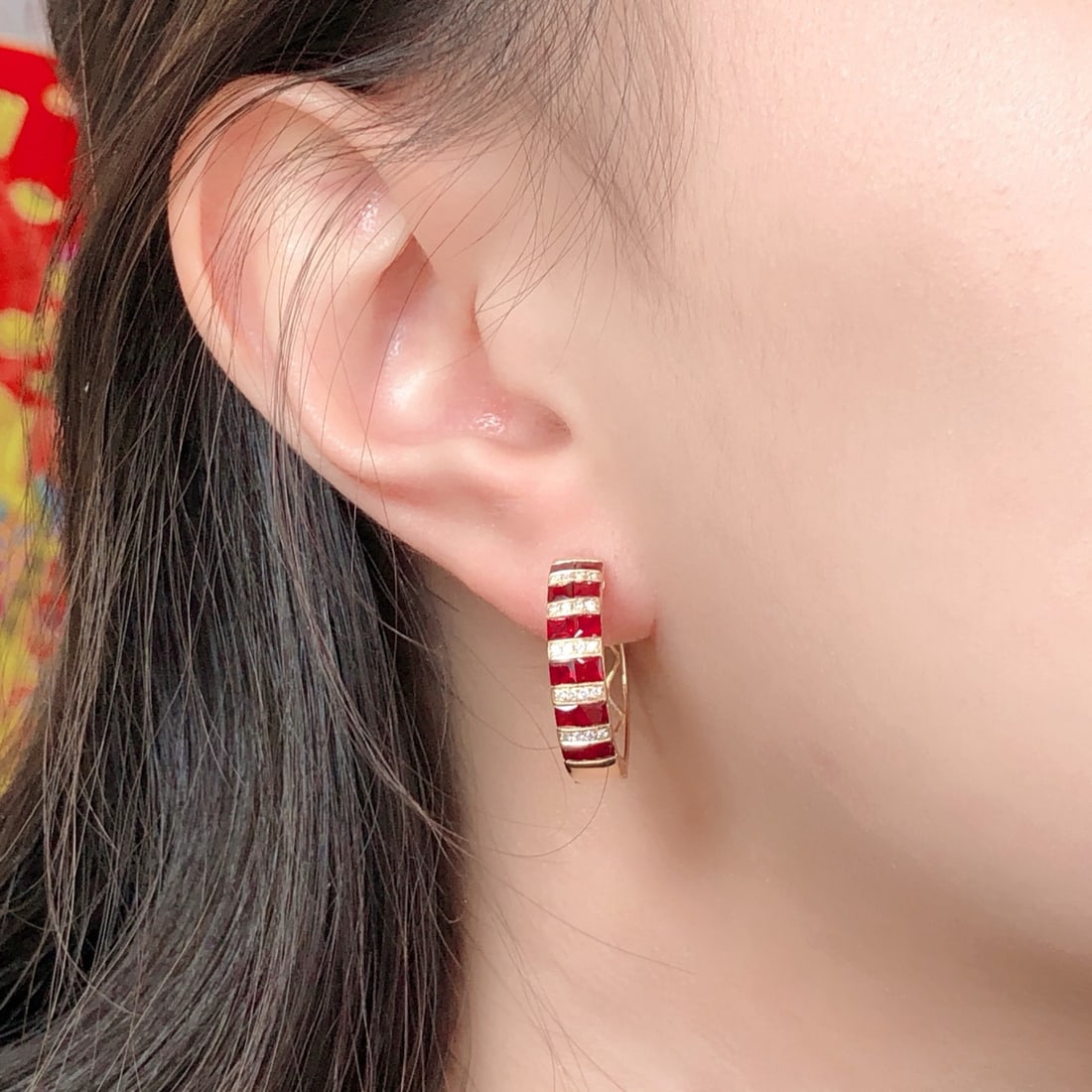 14k Gold 2.47 Ctw Natural Ruby & Diamond Earrings - 6