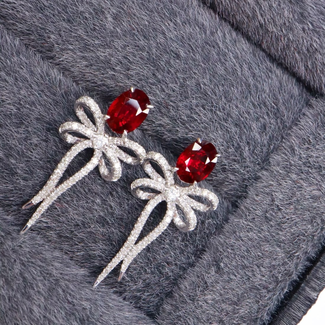 14k Gold 1.59 Ctw Natural Ruby & Diamond Earrings: Ref:231162279 // gold content:14k gold // main gemstone:ruby // shape:oval // carat weight:1. 20ct // color:pigeonblood red // treatment:natural // // adjacent gemstone 2 : diamond // shape:round //