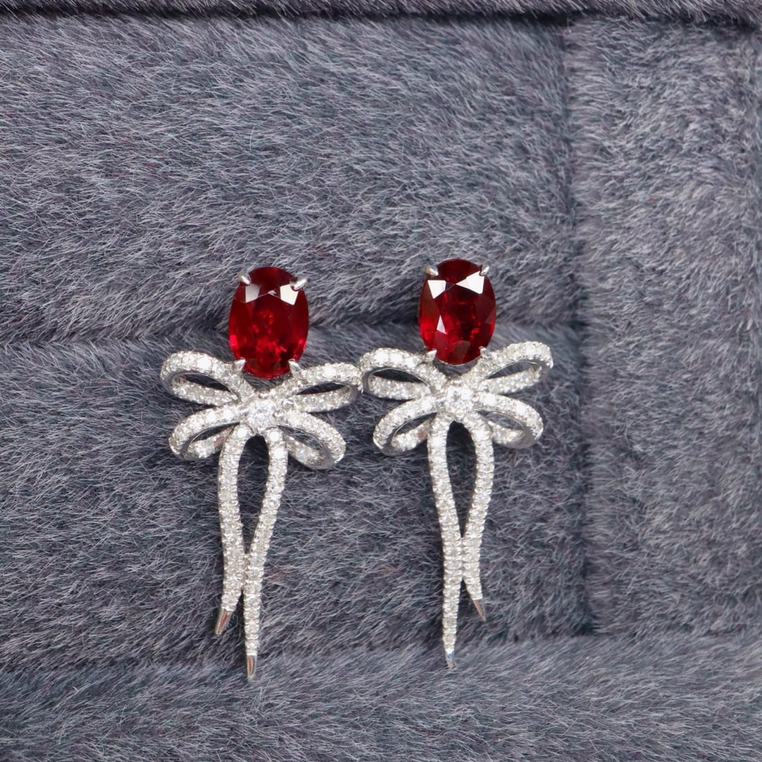 14k Gold 1.59 Ctw Natural Ruby & Diamond Earrings - 3