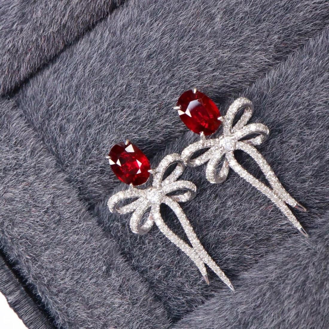14k Gold 1.59 Ctw Natural Ruby & Diamond Earrings - 4