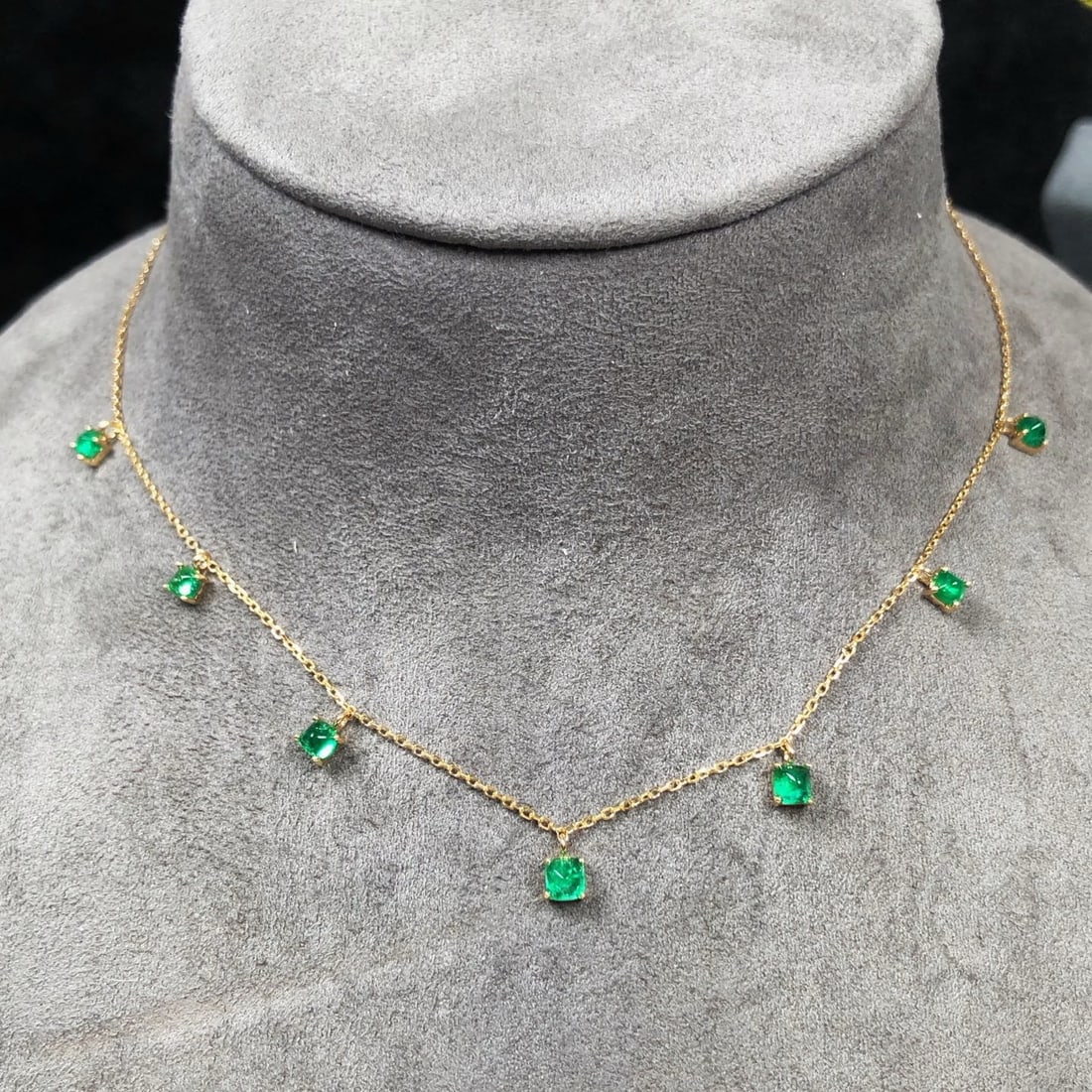 14k Gold 1.05 Ct Natural Emerald Necklace - 3