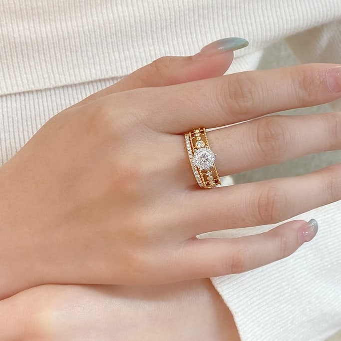 Gia Certified 14k Gold 0.4 Ct Natural F Vs2 3ex Round Diamond Ring - 6