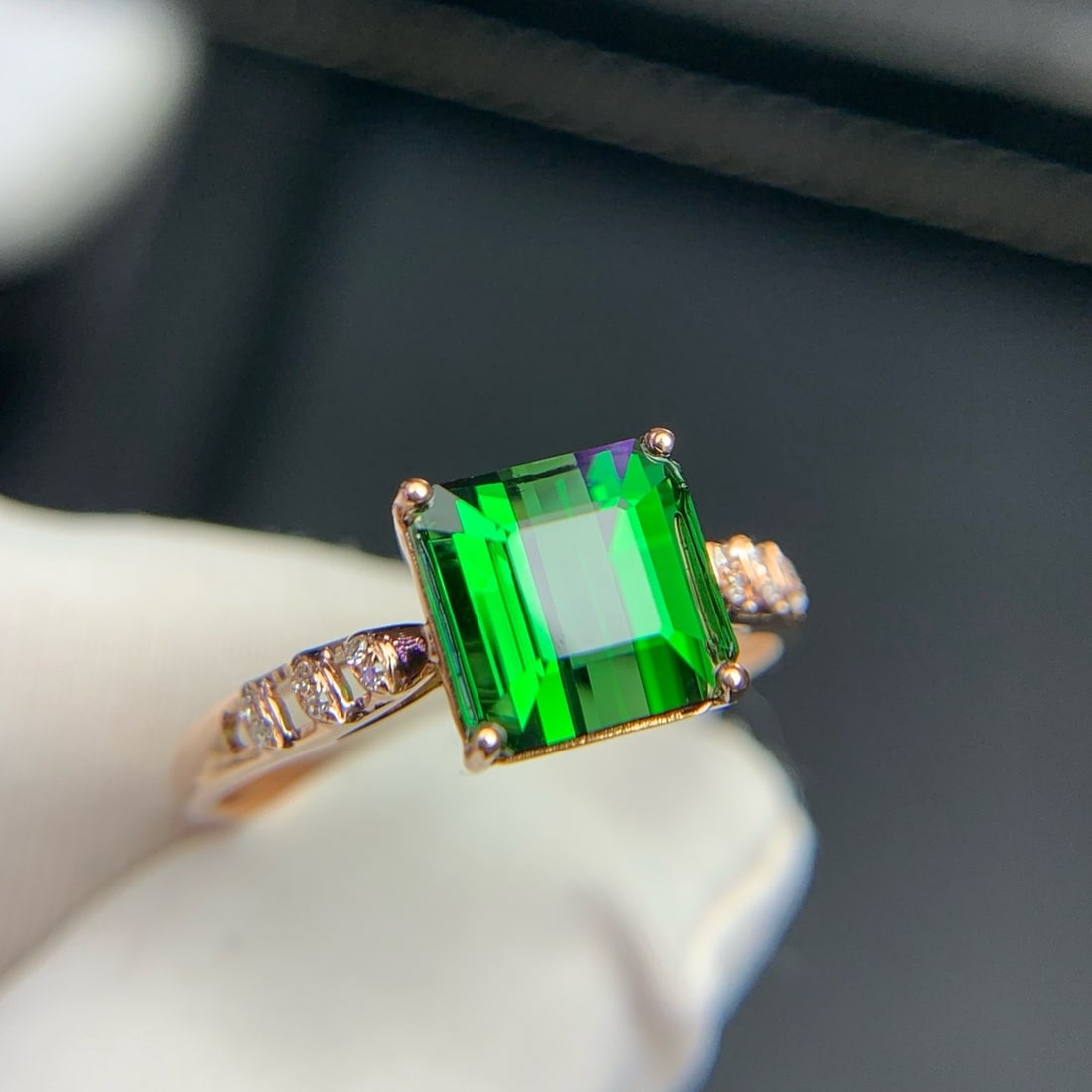 14k Gold 2.3 Ct Natural Tourmaline & Diamond Ring - 3