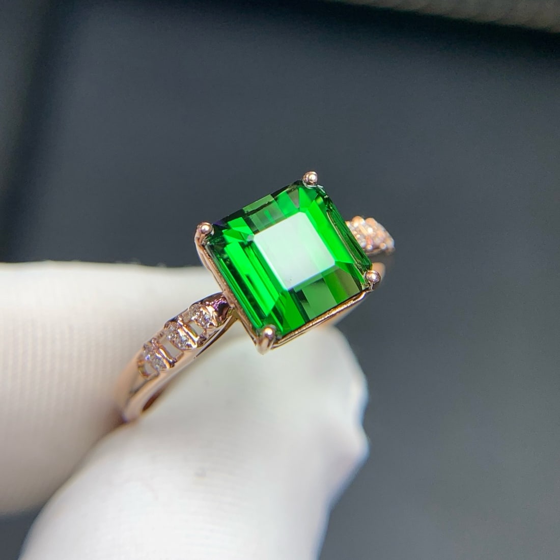 14k Gold 2.3 Ct Natural Tourmaline & Diamond Ring - 7