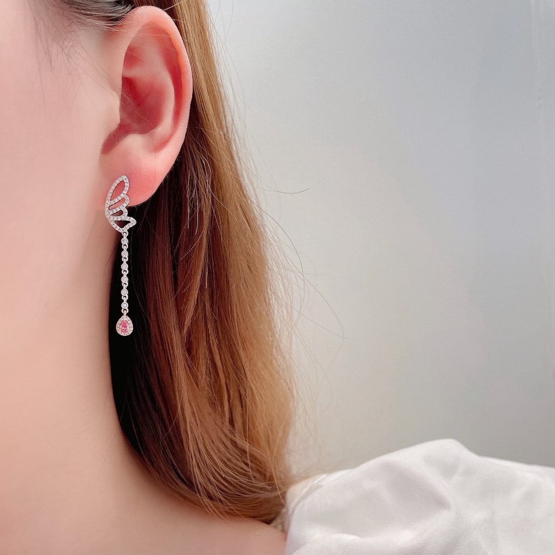 14k Gold 0.66 Ctw Natural Pink Diamond & Diamond Earrings - 2