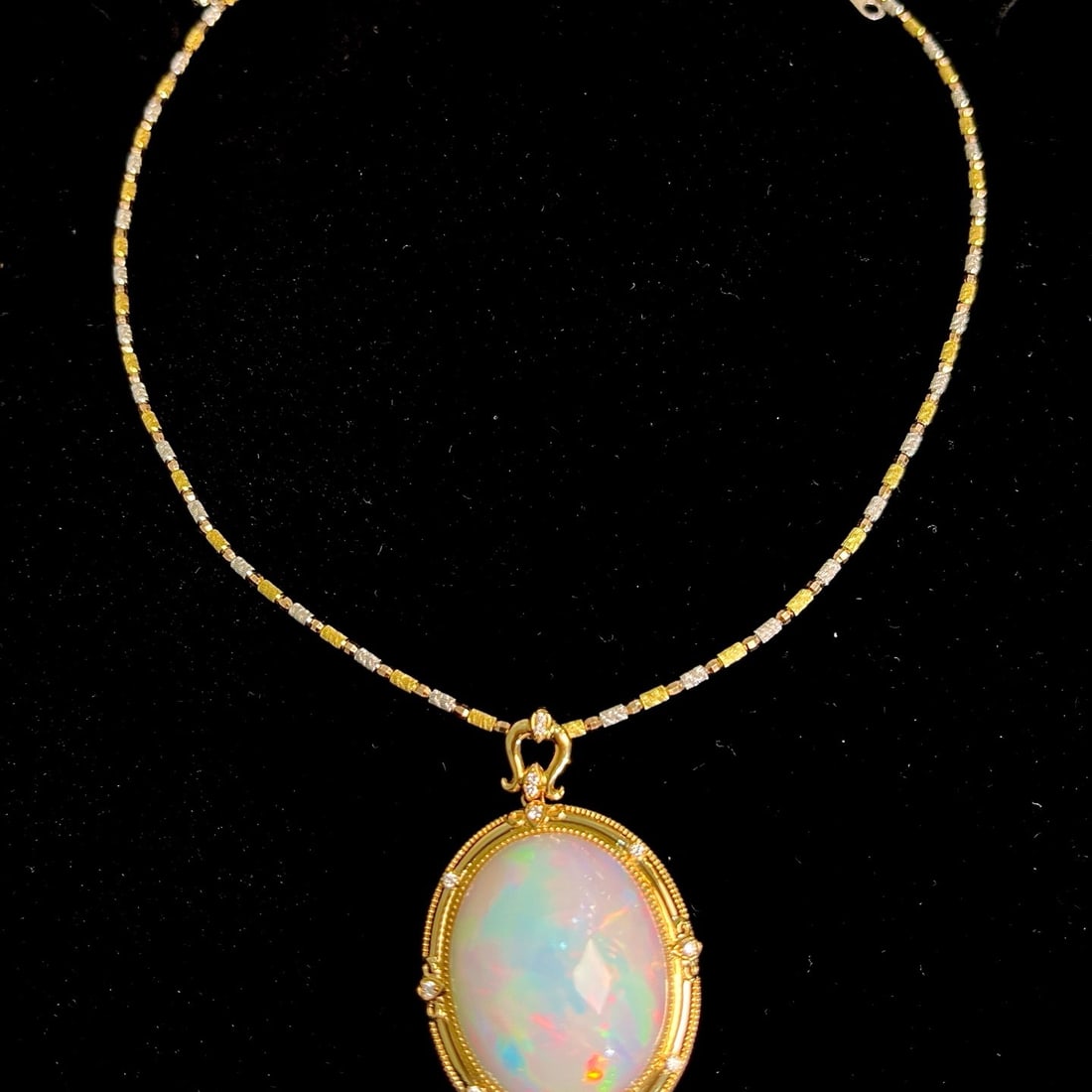 14k Gold 25.9 Ctw Natural Opal & Diamond Pendant( Without Chain ) - 3
