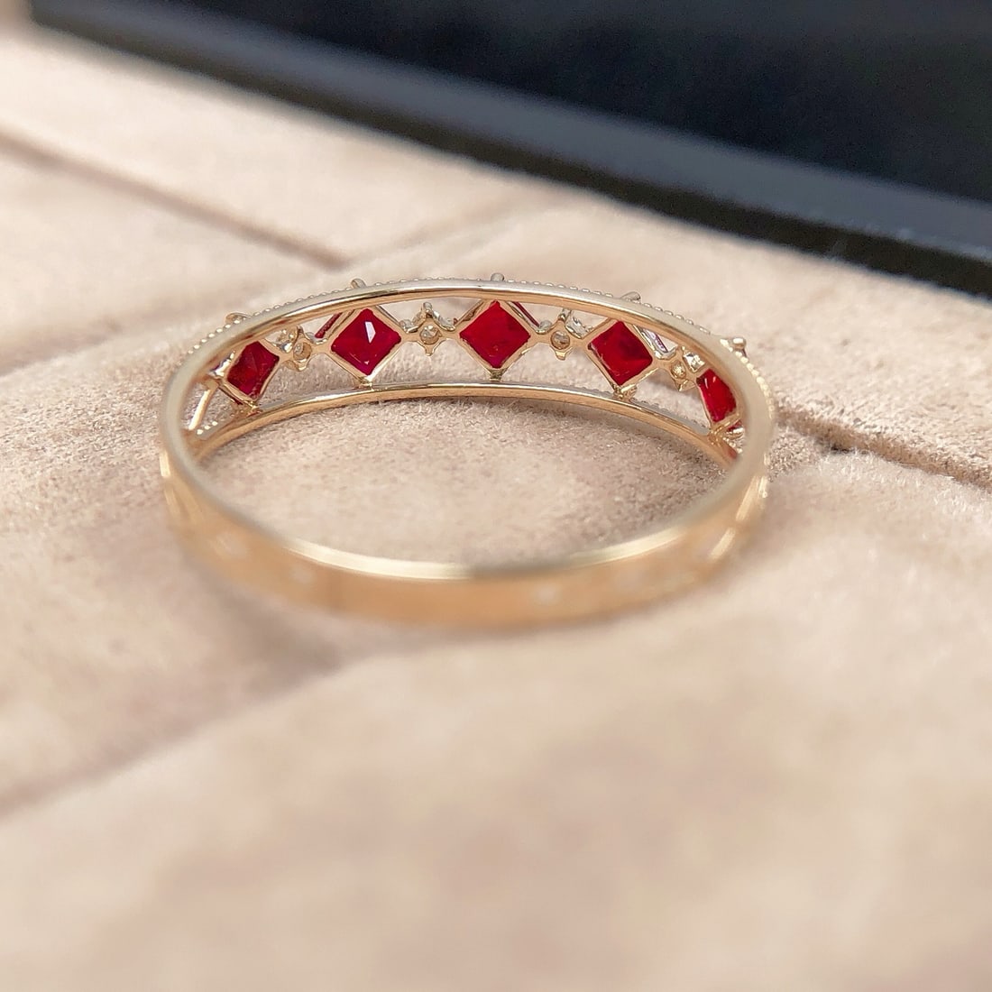 14k Gold 0.45 Ctw Vivid Red Natural Ruby & Diamond Ring - 5