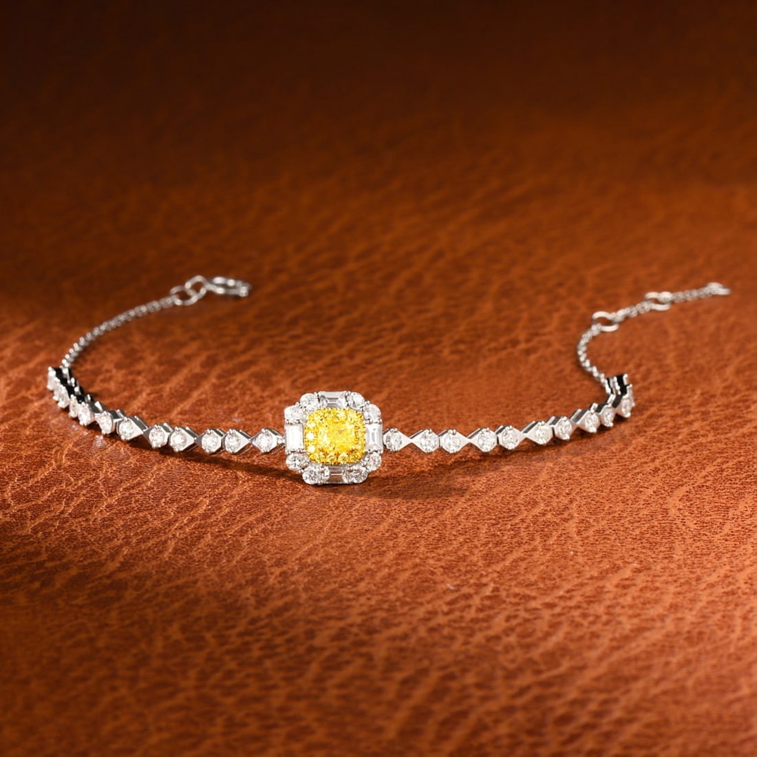 14k Gold 1.16 Ctw Natural Yellow Diamond & Diamond Bracelet - 3