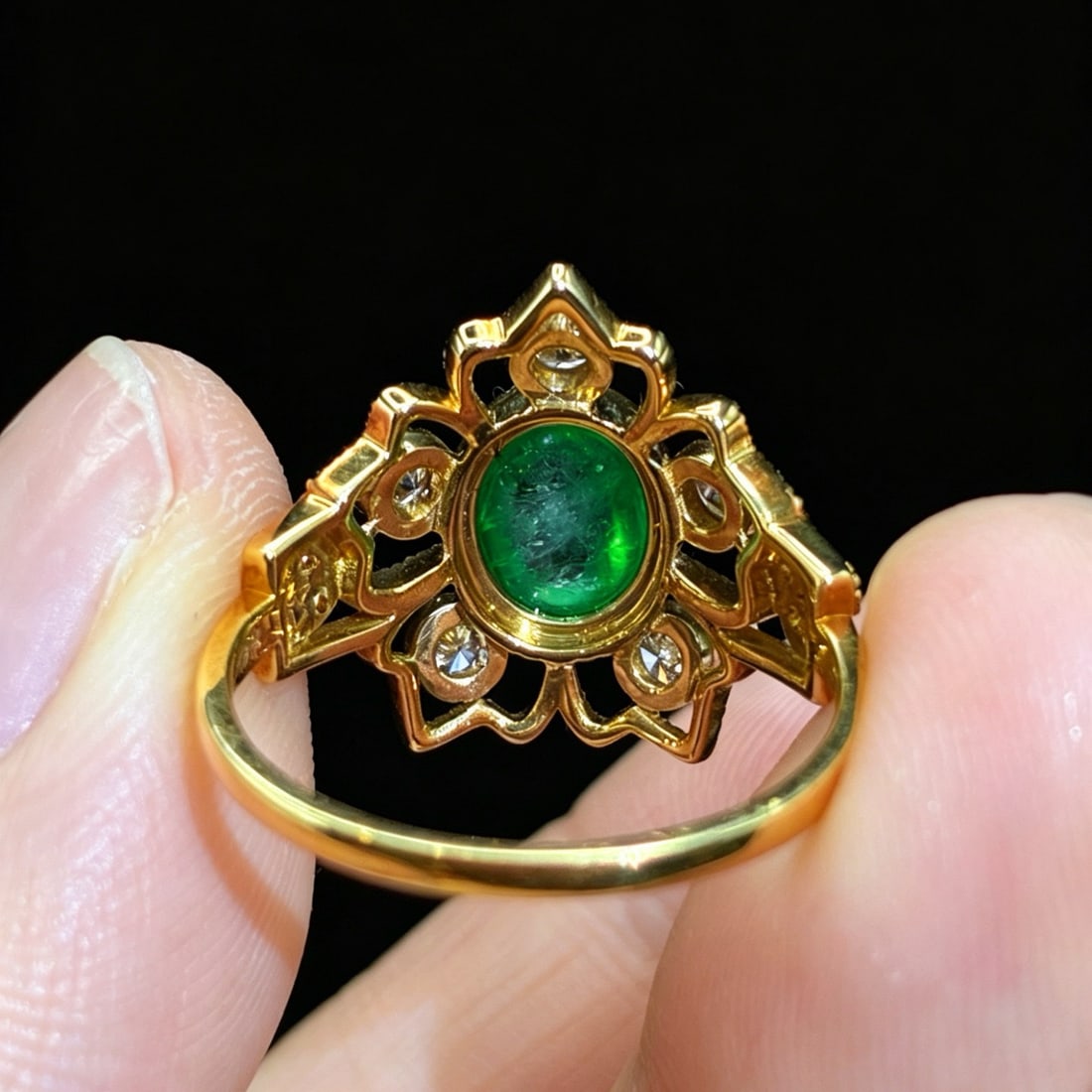 14k Gold 1.99 Ctw Vivid Green Natural Emerald & Diamond Ring - 5