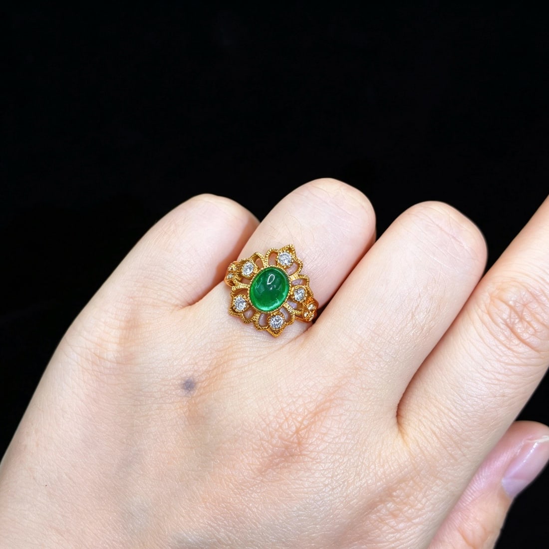 14k Gold 1.99 Ctw Vivid Green Natural Emerald & Diamond Ring - 6