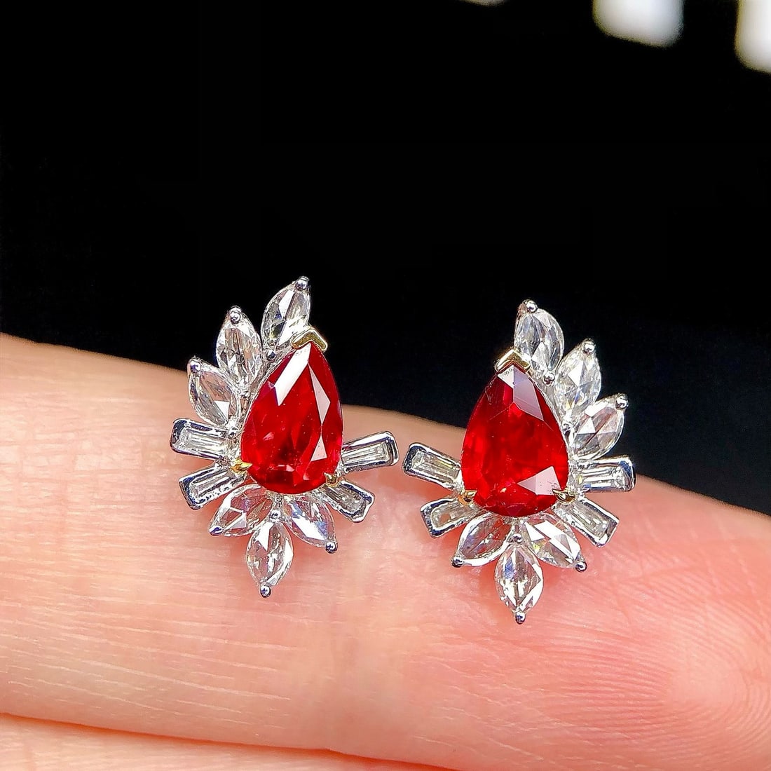14k Gold 1.94 Ctw Natural Ruby & Diamond Earrings - 2