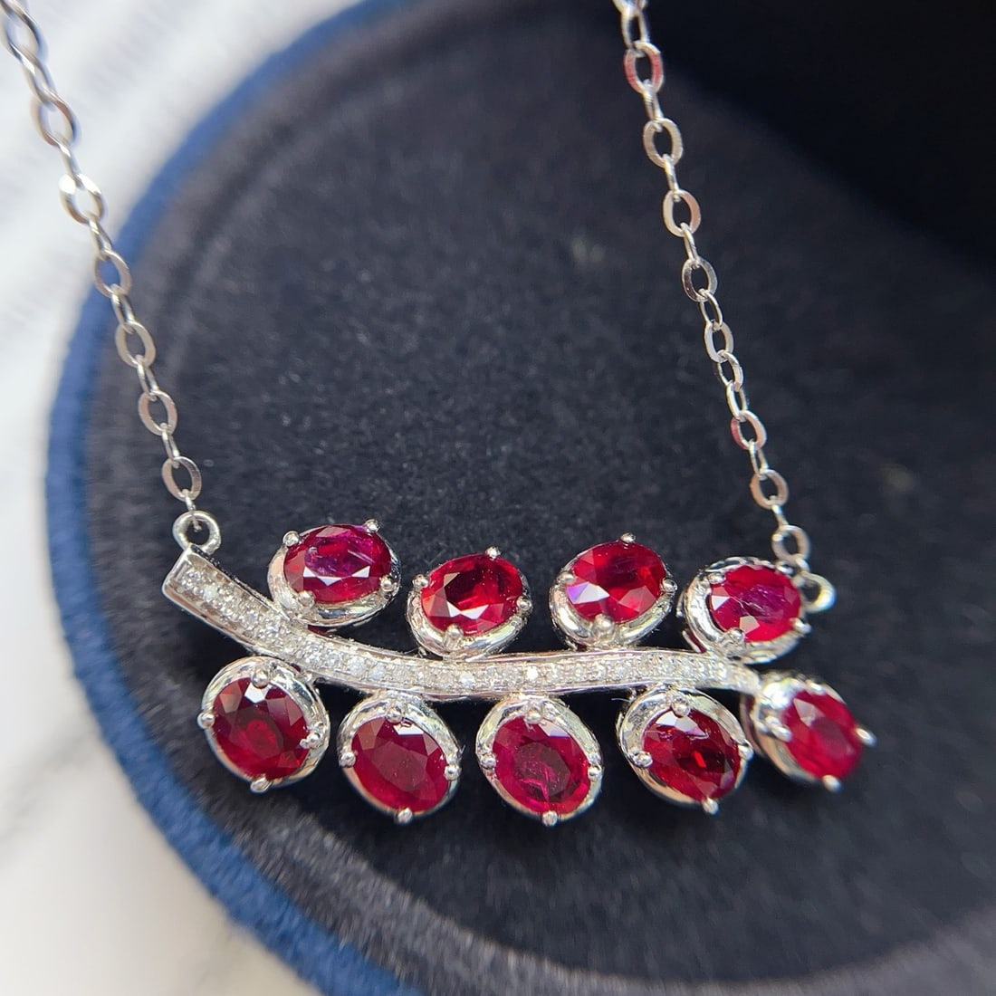 14k Gold 2.00 Ct Natural Ruby & Diamond Necklace - 3