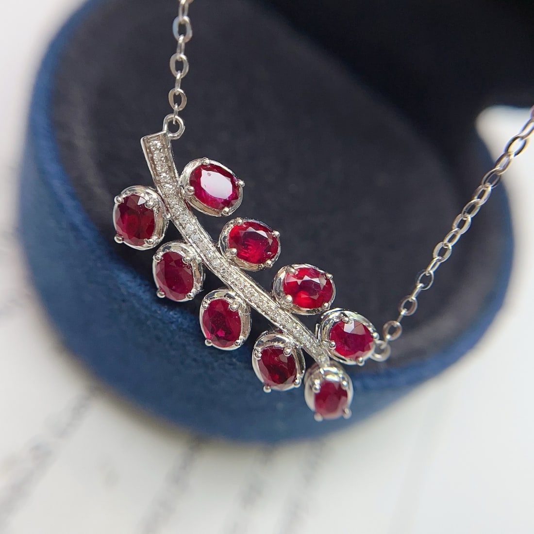 14k Gold 2.00 Ct Natural Ruby & Diamond Necklace - 4