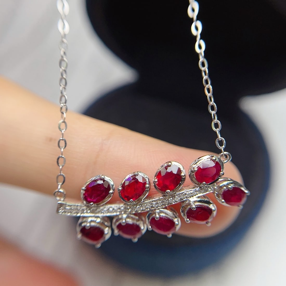 14k Gold 2.00 Ct Natural Ruby & Diamond Necklace - 5
