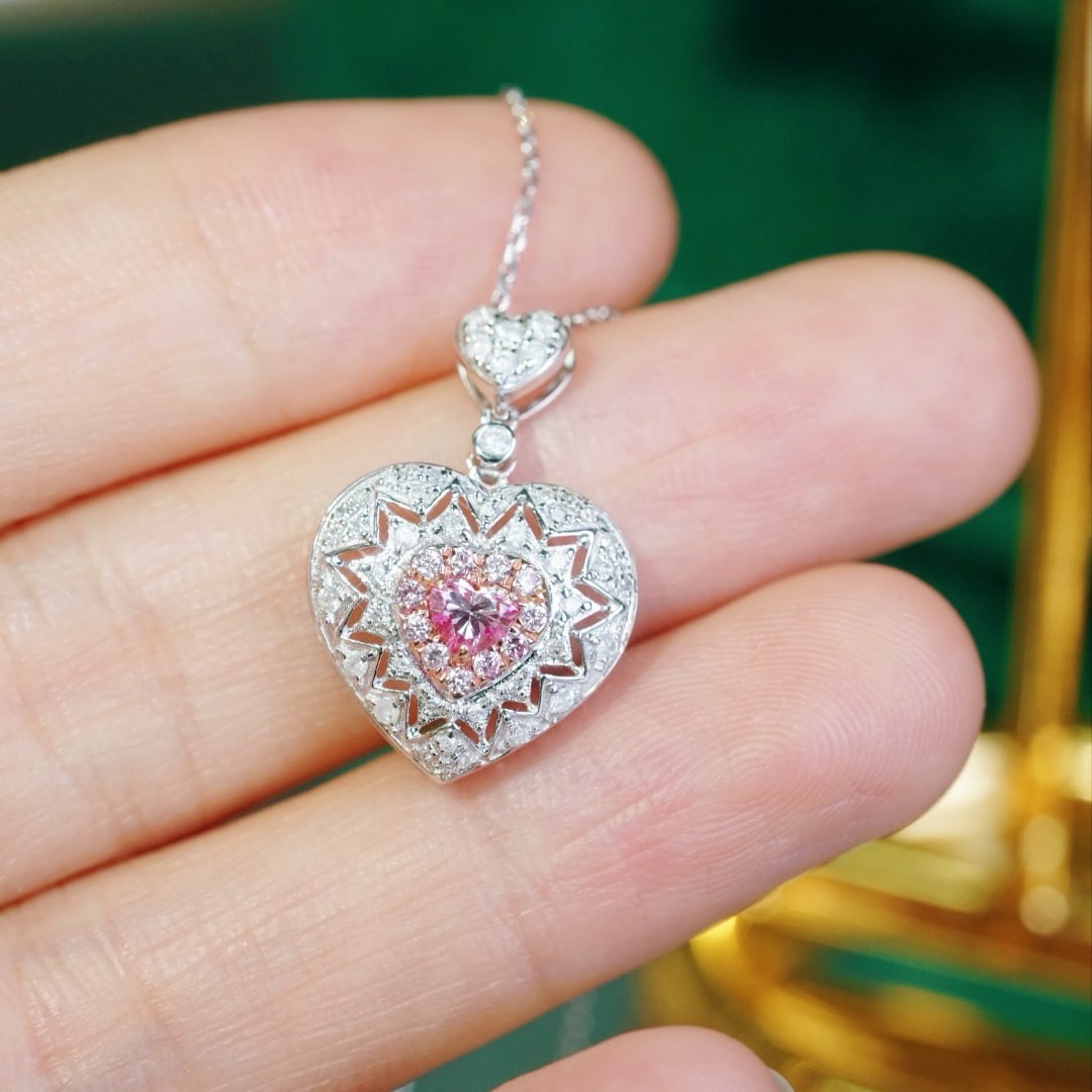 14k Gold 0.60 Ctw Natural Pink Diamond & Diamond Necklace - 2