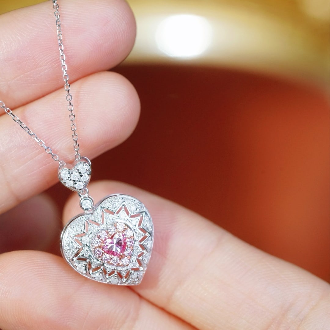 14k Gold 0.60 Ctw Natural Pink Diamond & Diamond Necklace - 3
