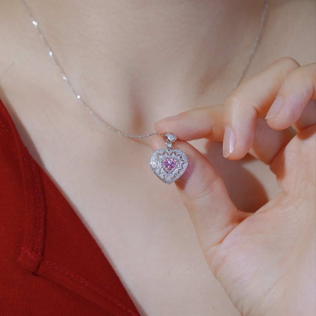 14k Gold 0.60 Ctw Natural Pink Diamond & Diamond Necklace - 5