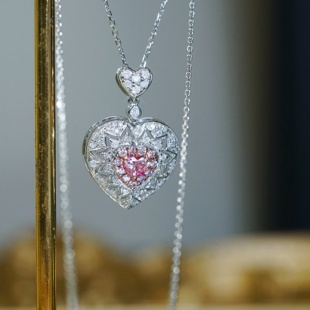14k Gold 0.60 Ctw Natural Pink Diamond & Diamond Necklace - 6