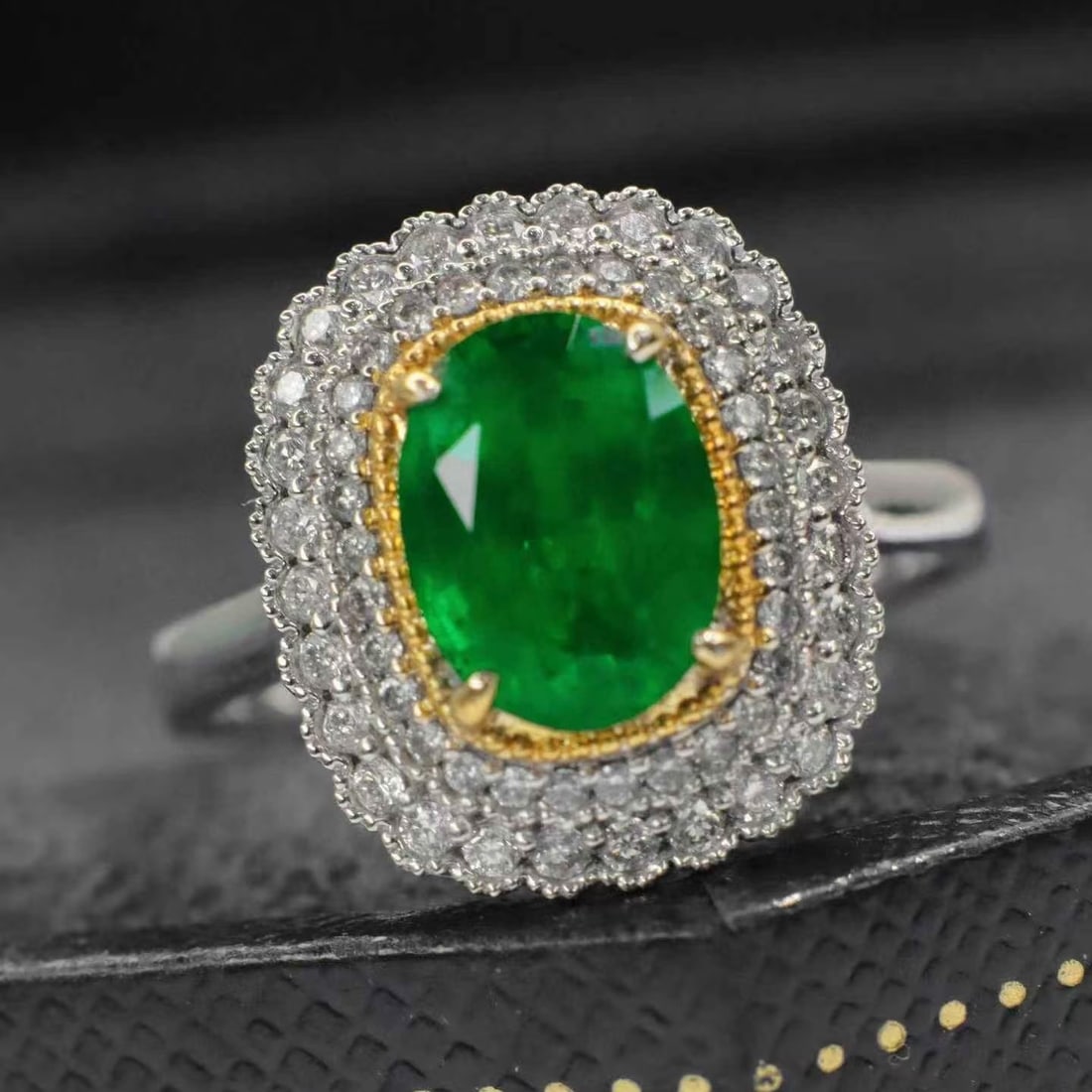 14k Gold 1.63 Ctw Natural Emerald & Diamond Ring - 4