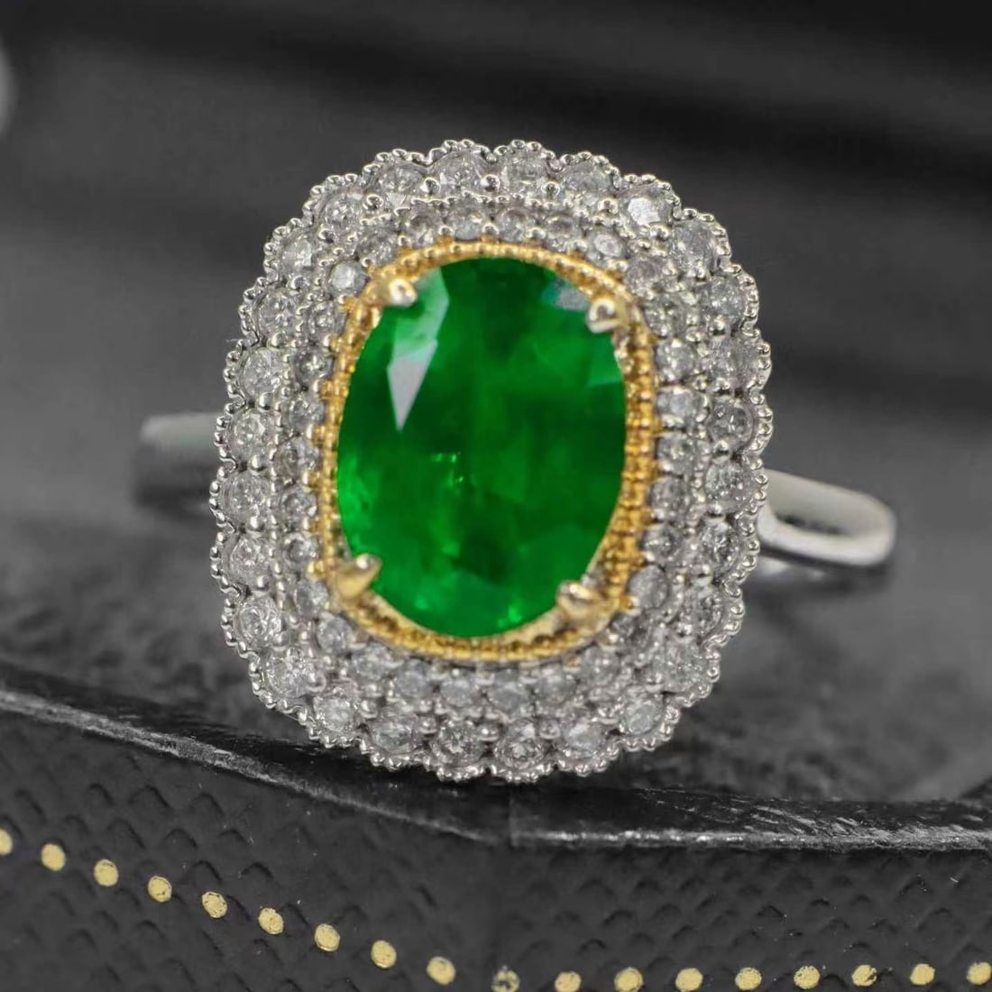14k Gold 1.63 Ctw Natural Emerald & Diamond Ring - 5