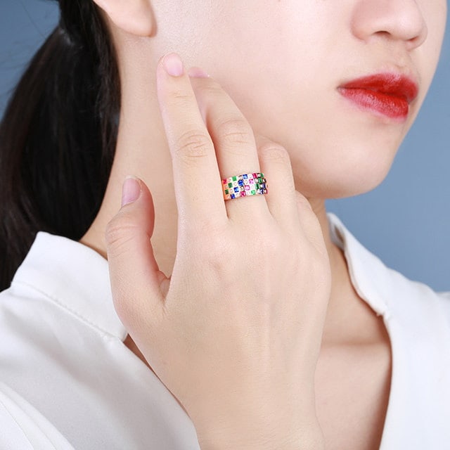 14k Gold 1.56 Ctw Natural Ruby & Sapphire & Emerald Ring - 6