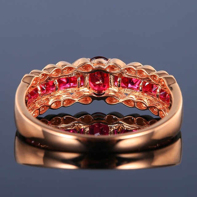 14k Gold 0.94 Ctw Natural Ruby & Ruby Ring - 4
