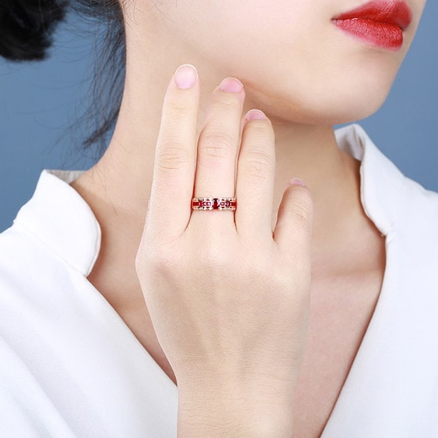 14k Gold 0.94 Ctw Natural Ruby & Ruby Ring - 5