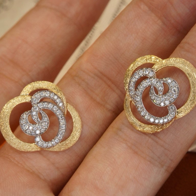 14k Gold 0.36 Ct Natural H Diamond Earrings - 5