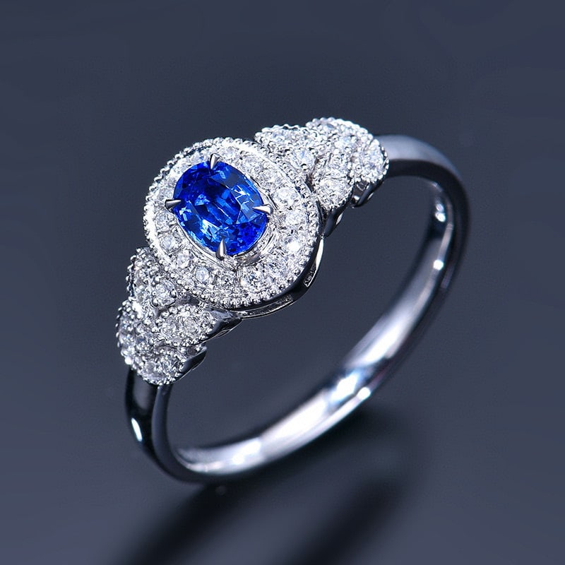 14k Gold 0.59 Ctw Natural Sapphire & Diamond Ring - 4