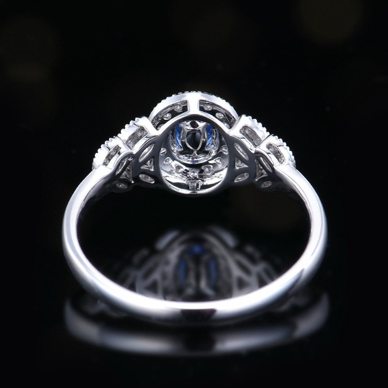 14k Gold 0.59 Ctw Natural Sapphire & Diamond Ring - 5