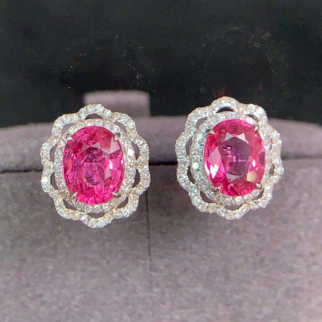 14k Gold 1.81 Ct Natural Spinel & Diamond Earrings - 7