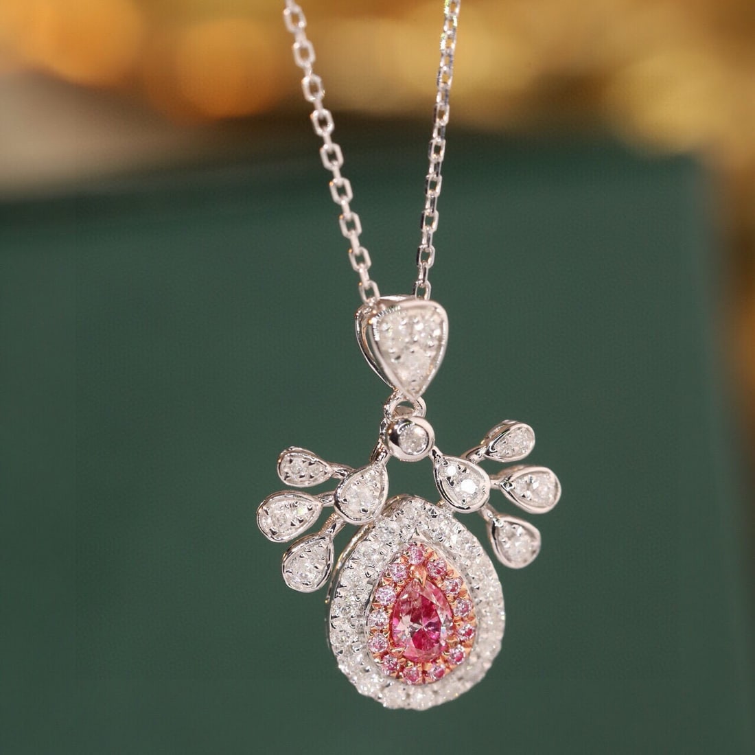 14k Gold 0.47 Ctw Natural Pink Diamond & Diamond & Diamond Necklace - 3