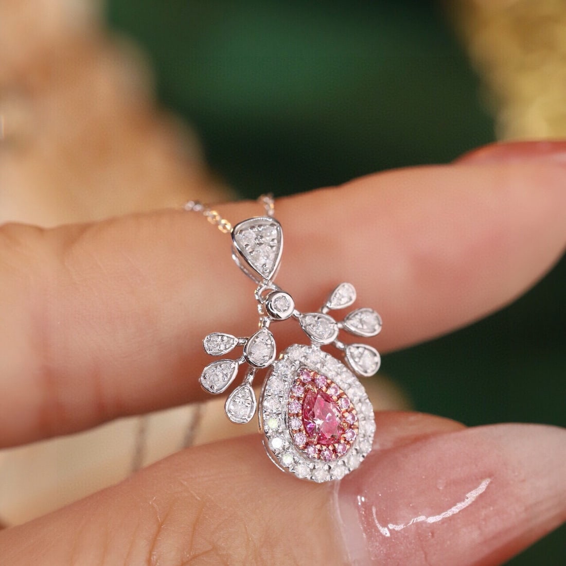 14k Gold 0.47 Ctw Natural Pink Diamond & Diamond & Diamond Necklace - 6