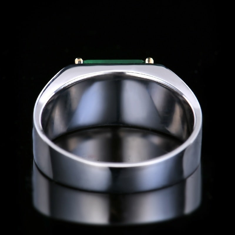 14k Gold 2.18 Ctw Vivid Green Natural Emerald & Diamond & Men¡¯s Ring - 6