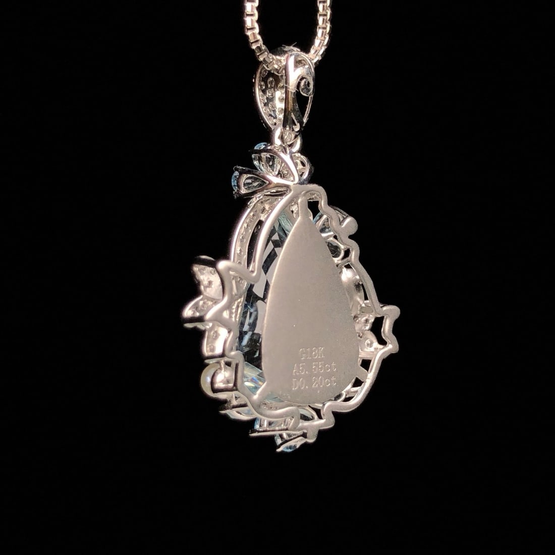 14k Gold 5.75 Ctw Natural Aquamarine & Diamond Pendant( Without Chain ) - 5