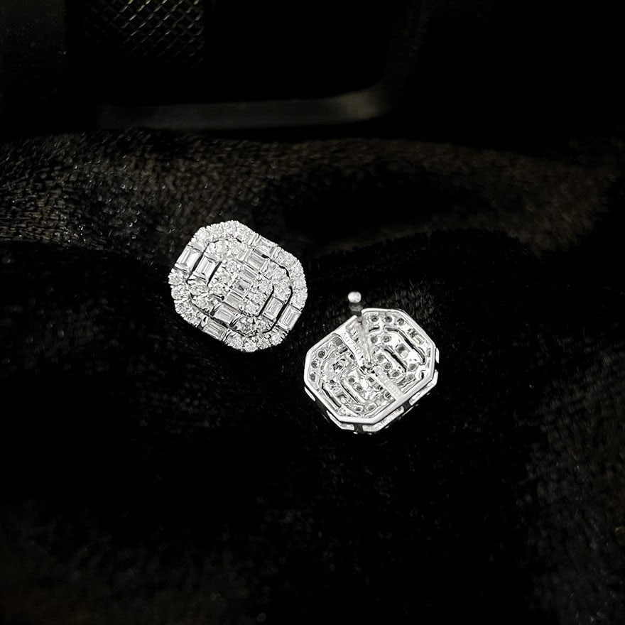 14k Gold 0.76 Ct Natural H Diamond Earrings - 3