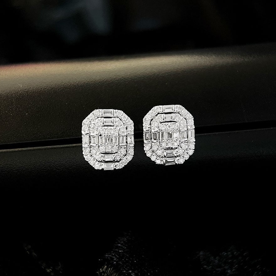 14k Gold 0.76 Ct Natural H Diamond Earrings - 4