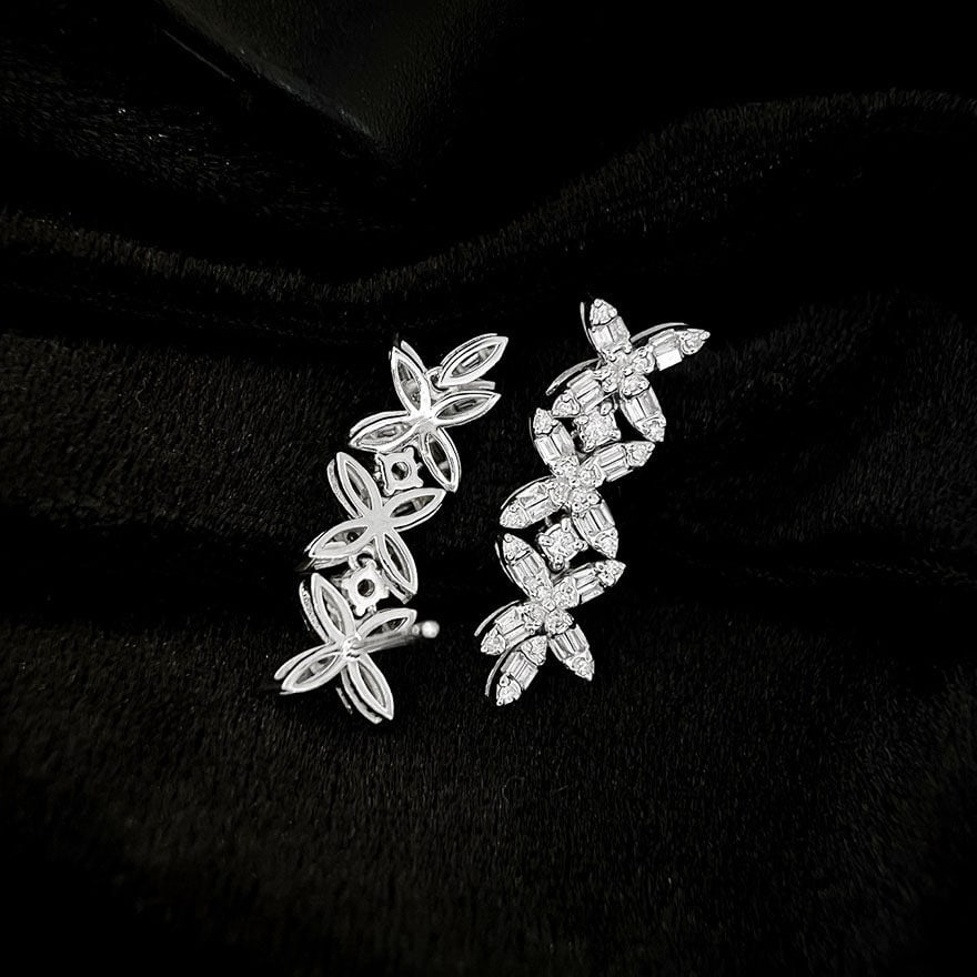 14k Gold 1.1 Ct Natural H Diamond Earrings - 2