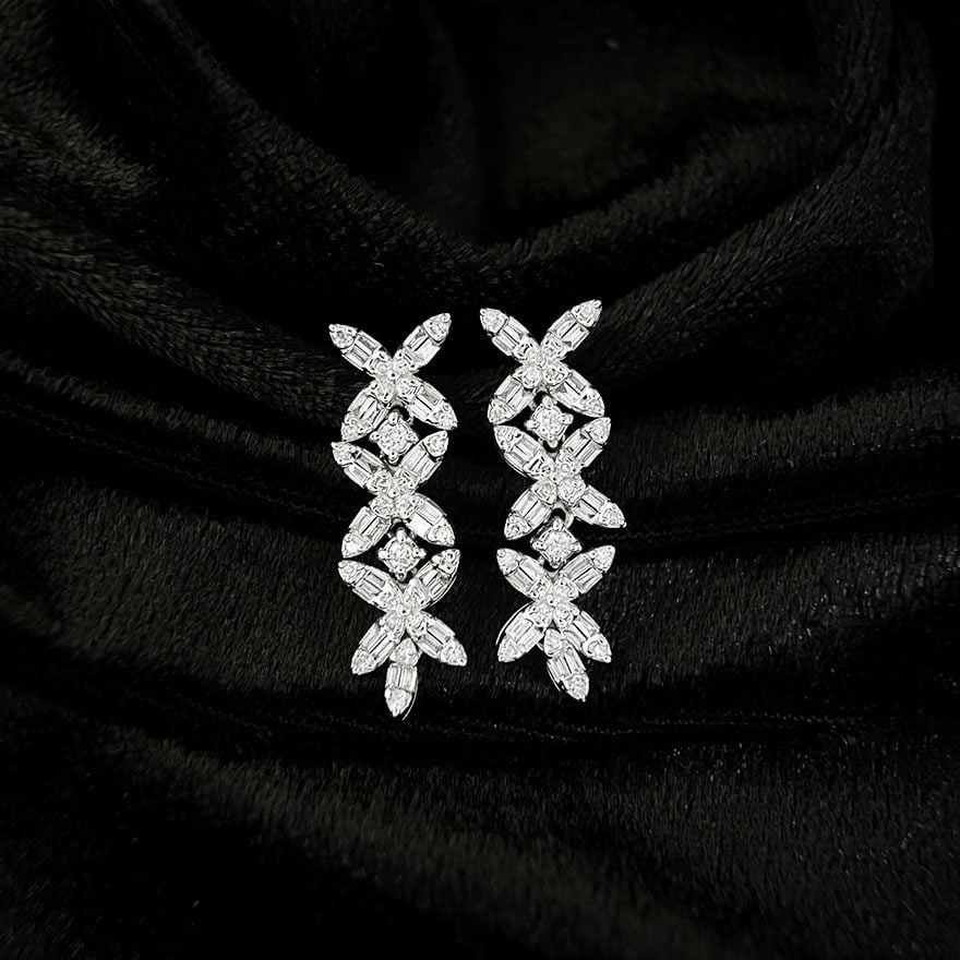 14k Gold 1.1 Ct Natural H Diamond Earrings - 4