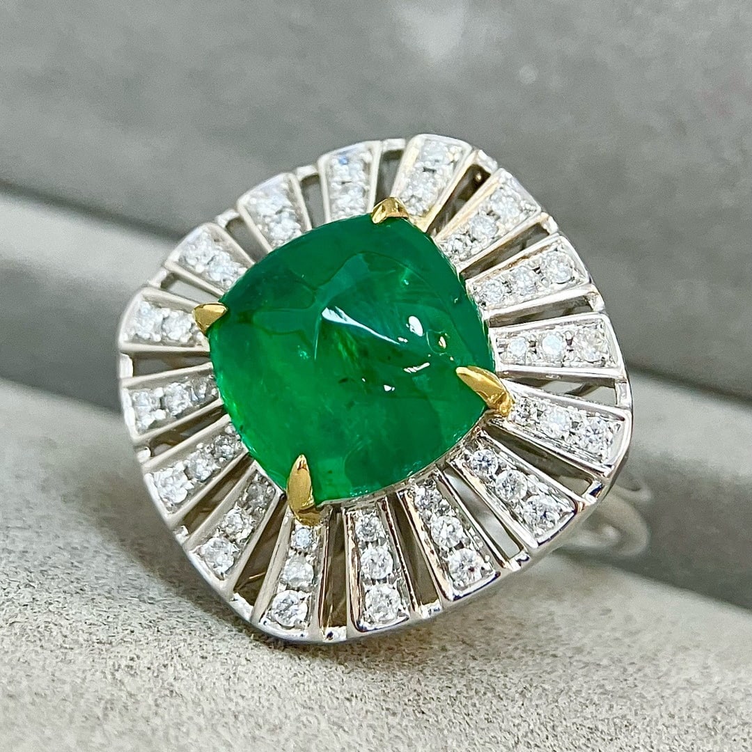 14k Gold 5.46 Ctw Vivid Green Natural Emerald & Diamond Ring/pendant( Without Chain ) - 2