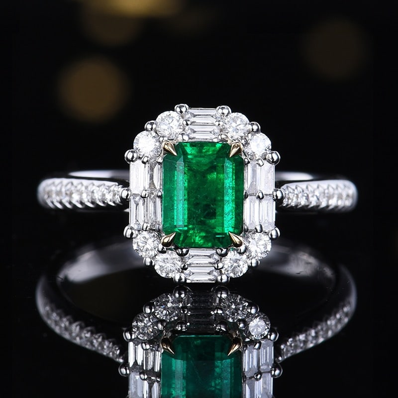 14k Gold 1.34 Ctw Vivid Green Natural Emerald & Diamond Ring/pendant( Without Chain ): Ref:231164065 // gold content:14k gold // ring size:7. 25us // // main gemstone:emerald // shape:octagonal // carat weight:0. 87ct // color:vivid green // treatment:natural // // adjacent gemstone 2
