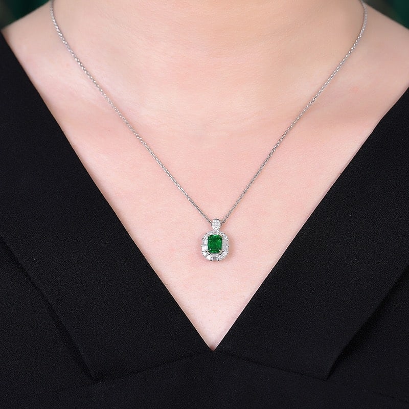 14k Gold 1.34 Ctw Vivid Green Natural Emerald & Diamond Ring/pendant( Without Chain ) - 8