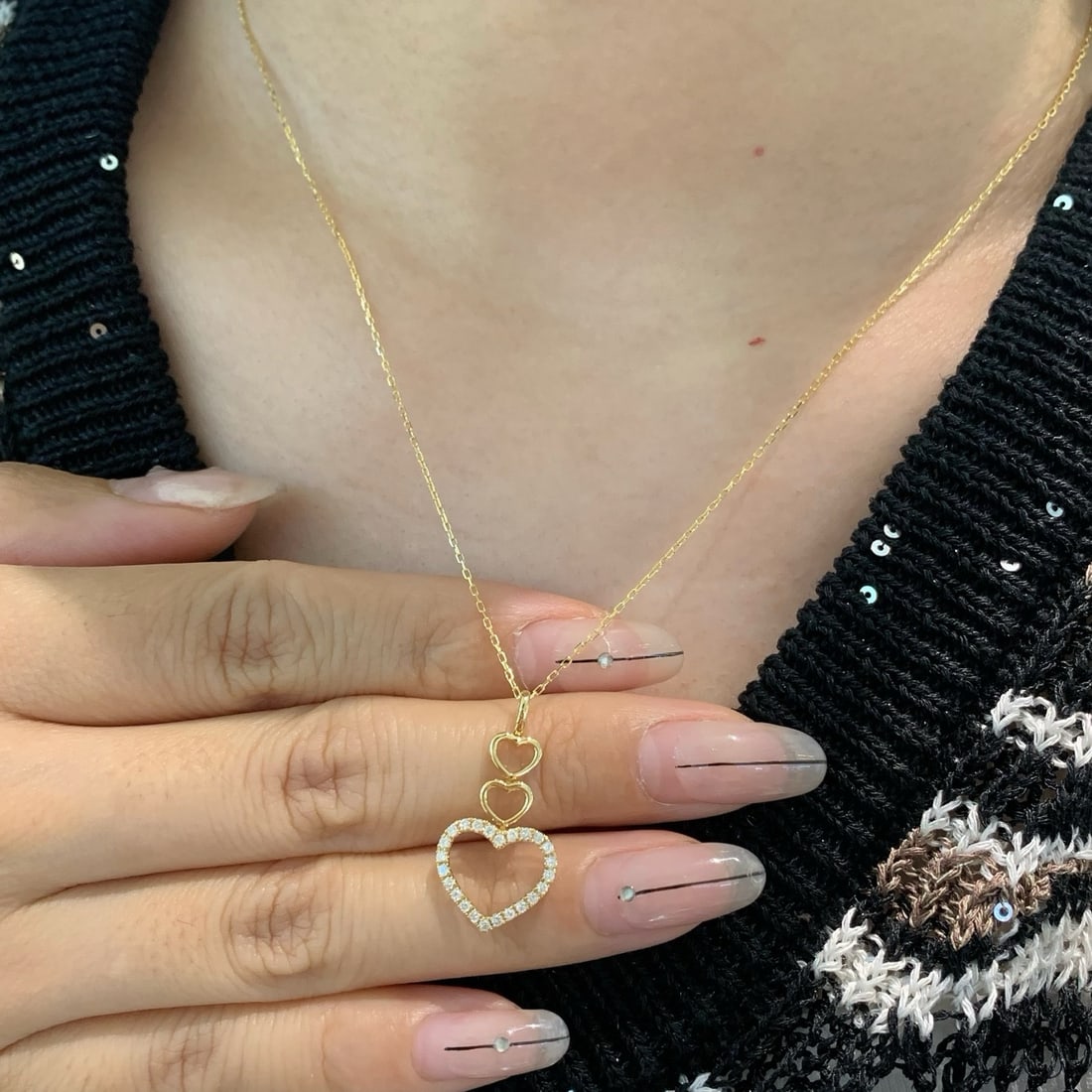 14k Gold 0.19 Ct Natural H Diamond Necklace - 4